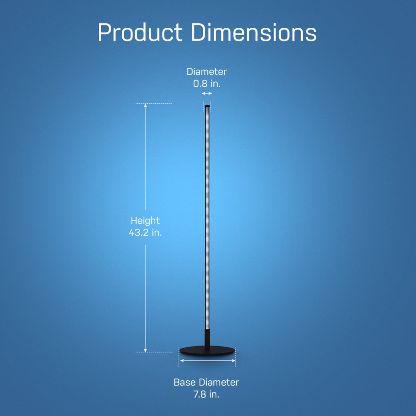 Feit Electric FLOOR42/RGB/BLK/AG 42 in. RGB Smart Wi-Fi LED Floor Lamp with Music Sync Alexa Google