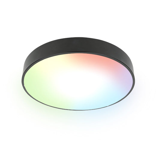 Feit Electric FM15/RGBW/DIM/AG 15 in. Round Smart Flush Mount Ceiling Light Fixture, Black