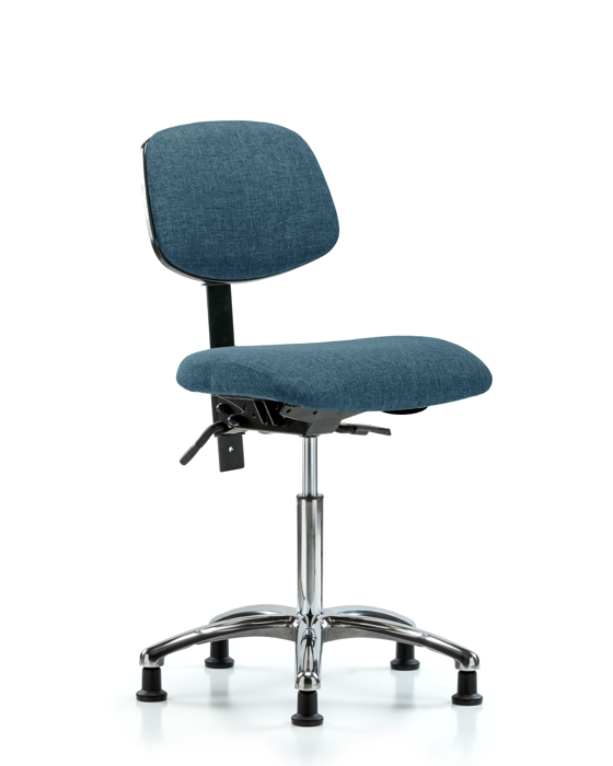 Blue Ridge Ergonomics FMBCH-CR-T0-A0-NF-RG-F43 Rutledge Fabric Chair Chrome - Medium Bench Height with Stationary Glides in Blue Fabric