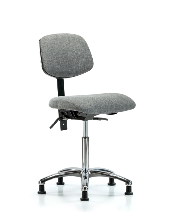 Blue Ridge Ergonomics FMBCH-CR-T0-A0-NF-RG-F44 Rutledge Fabric Chair Chrome - Medium Bench Height with Stationary Glides in Gray Fabric