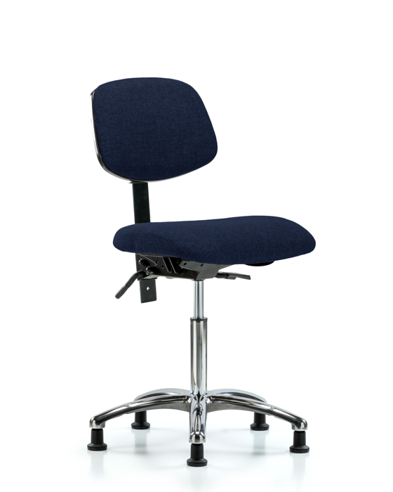 Blue Ridge Ergonomics FMBCH-CR-T0-A0-NF-RG-F45 Rutledge Fabric Chair Chrome - Medium Bench Height with Stationary Glides in Navy Fabric