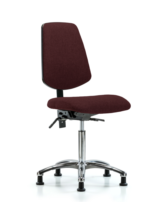 Blue Ridge Ergonomics FMBCH-MB-CR-T0-A0-NF-RG-F41 Rutledge Fabric Chair Chrome - Medium Bench Height with Medium Back & Stationary Glides in Burgundy Fabric