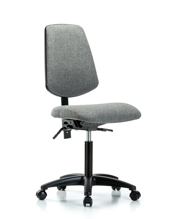 Blue Ridge Ergonomics FMBCH-MB-RG-T0-A0-NF-RC-F44 Rutledge Fabric Chair - Medium Bench Height with Medium Back & Casters in Gray Fabric
