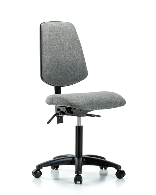 Blue Ridge Ergonomics FMBCH-MB-RG-T0-A0-NF-RC-F44 Rutledge Fabric Chair - Medium Bench Height with Medium Back & Casters in Gray Fabric