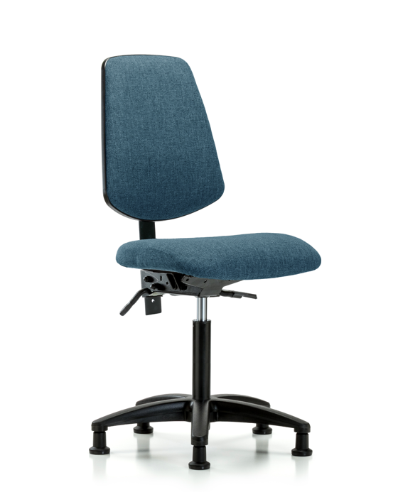 Blue Ridge Ergonomics FMBCH-MB-RG-T0-A0-NF-RG-F43 Rutledge Fabric Chair - Medium Bench Height with Medium Back & Stationary Glides in Blue Fabric