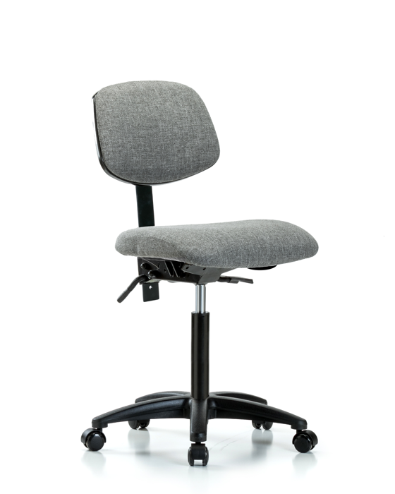 Blue Ridge Ergonomics FMBCH-RG-T0-A0-NF-RC-F44 Rutledge Fabric Chair - Medium Bench Height with Casters in Gray Fabric