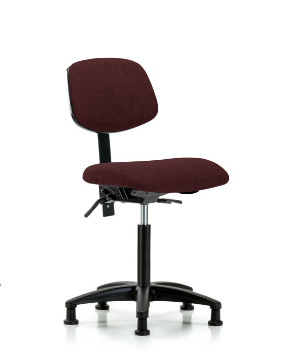 Blue Ridge Ergonomics FMBCH-RG-T0-A0-NF-RG-F41 Rutledge Fabric Chair - Medium Bench Height with Stationary Glides in Burgundy Fabric