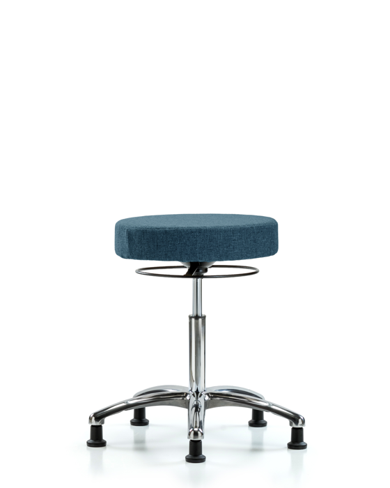 Blue Ridge Ergonomics FMBSO-CR-NF-RG-F43 Rutledge Fabric Stool without Back Chrome - Medium Bench Height with Stationary Glides in Blue Fabric