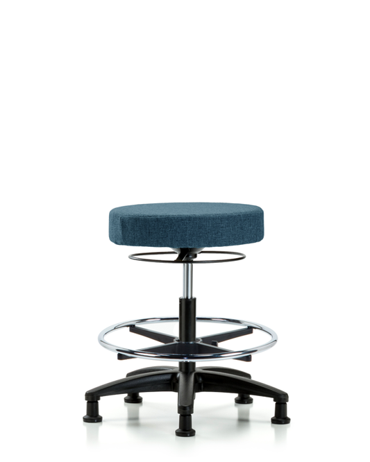 Blue Ridge Ergonomics FMBSO-RG-CF-RG-F43 Rutledge Fabric Stool without Back - Medium Bench Height with Chrome Foot Ring & Stationary Glides in Blue Fabric
