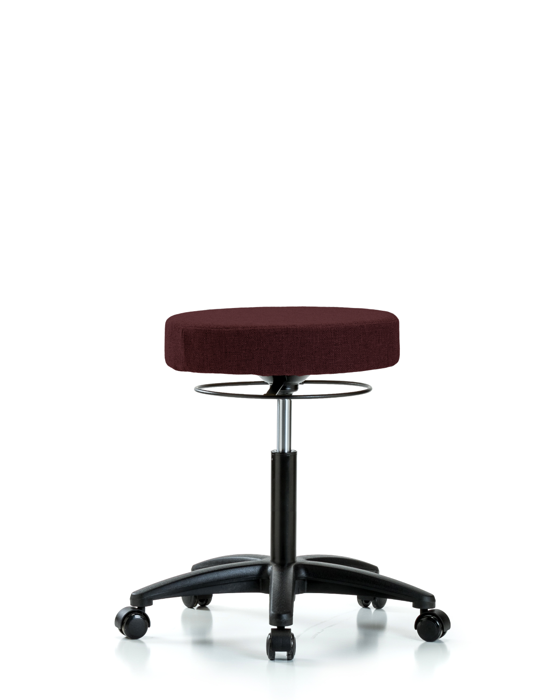 Blue Ridge Ergonomics FMBSO-RG-NF-RC-F41 Rutledge Fabric Stool without Back - Medium Bench Height with Casters in Burgundy Fabric