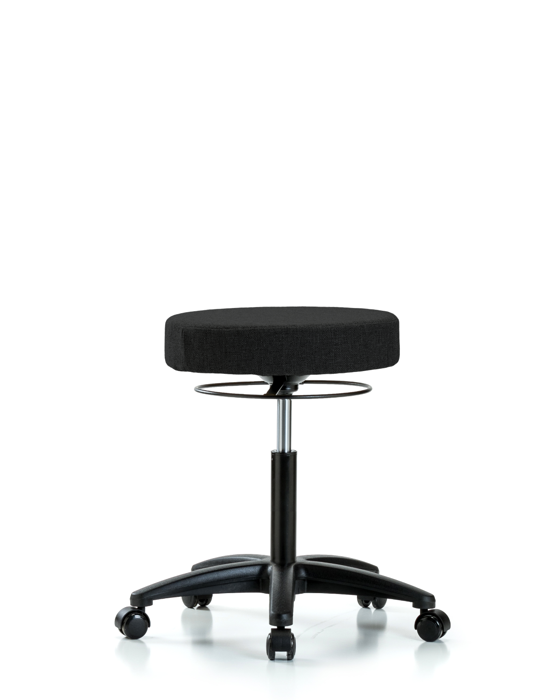 Blue Ridge Ergonomics FMBSO-RG-NF-RC-F42 Rutledge Fabric Stool without Back - Medium Bench Height with Casters in Black Fabric