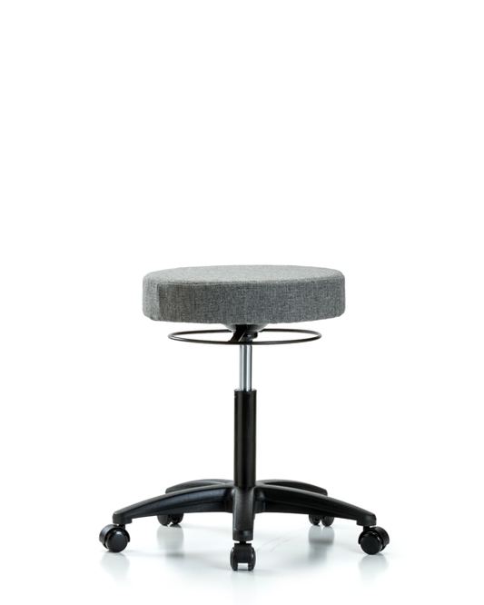 Blue Ridge Ergonomics FMBSO-RG-NF-RC-F44 Rutledge Fabric Stool without Back - Medium Bench Height with Casters in Gray Fabric
