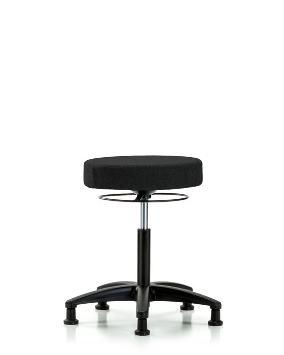 Blue Ridge Ergonomics FMBSO-RG-NF-RG-F42 Rutledge Fabric Stool without Back - Medium Bench Height with Stationary Glides in Black Fabric