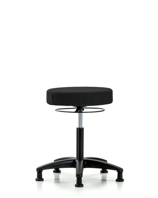 Blue Ridge Ergonomics FMBSO-RG-NF-RG-F42 Rutledge Fabric Stool without Back - Medium Bench Height with Stationary Glides in Black Fabric