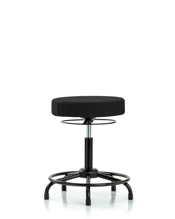 Blue Ridge Ergonomics FMBSO-RT-RG-F42 Rutledge Fabric Stool without Back - Medium Bench Height with Round Tube Base & Stationary Glides in Black Fabric