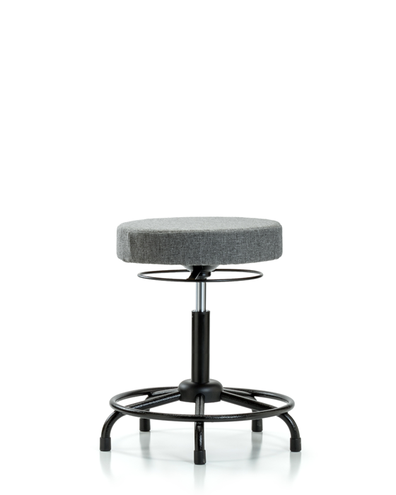 Blue Ridge Ergonomics FMBSO-RT-RG-F44 Rutledge Fabric Stool without Back - Medium Bench Height with Round Tube Base & Stationary Glides in Gray Fabric