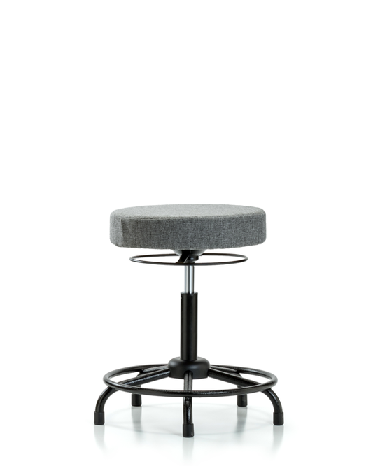 Blue Ridge Ergonomics FMBSO-RT-RG-F44 Rutledge Fabric Stool without Back - Medium Bench Height with Round Tube Base & Stationary Glides in Gray Fabric