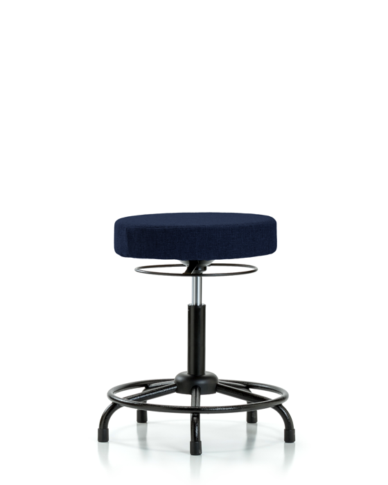 Blue Ridge Ergonomics FMBSO-RT-RG-F45 Rutledge Fabric Stool without Back - Medium Bench Height with Round Tube Base & Stationary Glides in Navy Fabric