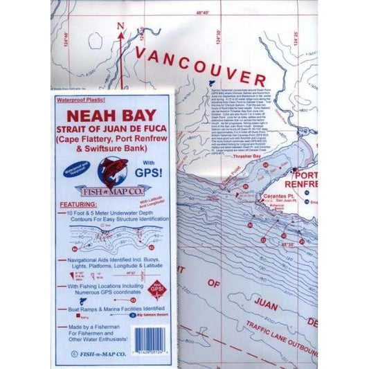 Paradise Clay FMC017 Fish-n-Map: Neah Bay / Strait of Juan de Fuca (West) /Port Renfrew, Including Cape Flattery, Port Renfrew & Swiftsure Ban