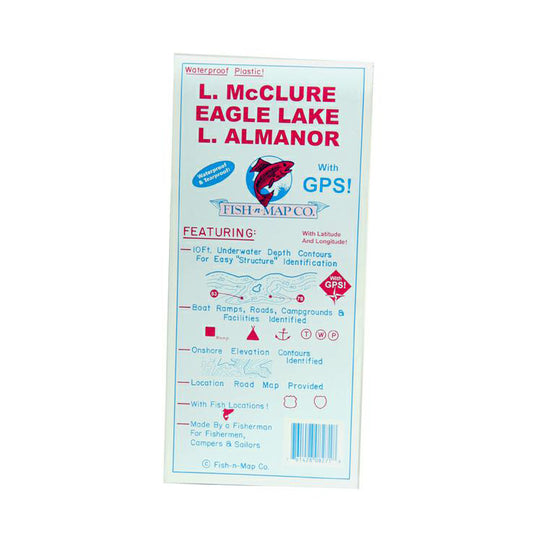 Paradise Clay FMC020 Fish-N-Map: Lake McClure, Eagle Lake, Lake Almanor