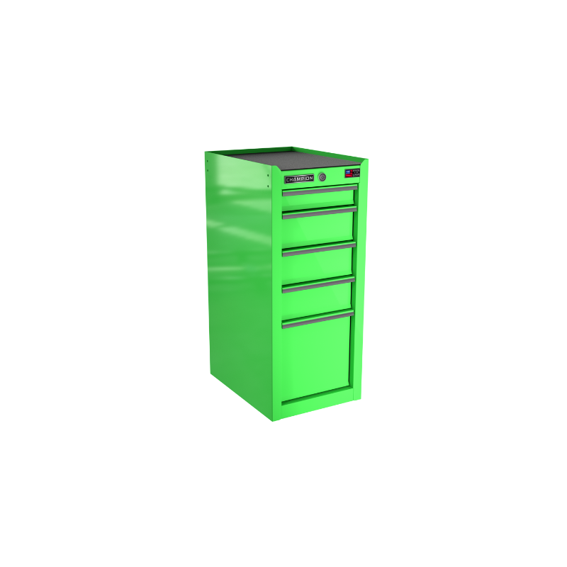 Champion Tool Storage FMP1505SL-EG 5-Drawer Standard Depth 15" FMPRO Side Locker | 15"W x 35"H x 20"D, Electric Green