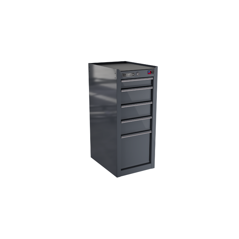 Champion Tool Storage FMP1505SL-SG 5-Drawer Standard Depth 15" FMPRO Side Locker | 15"W x 35"H x 20"D, Storm Grey