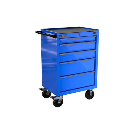 Champion Tool Storage FMP2705RC-BL 5-Drawer Standard Depth 27" FMPRO Roll Cab | 27"W x 43"H x 20"D, Gloss Blue