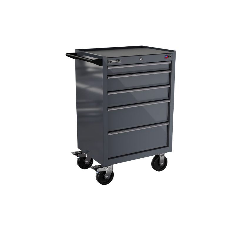 Champion Tool Storage FMP2705RC-SG 5-Drawer Standard Depth 27" FMPRO Roll Cab | 27"W x 43"H x 20"D, Storm Grey