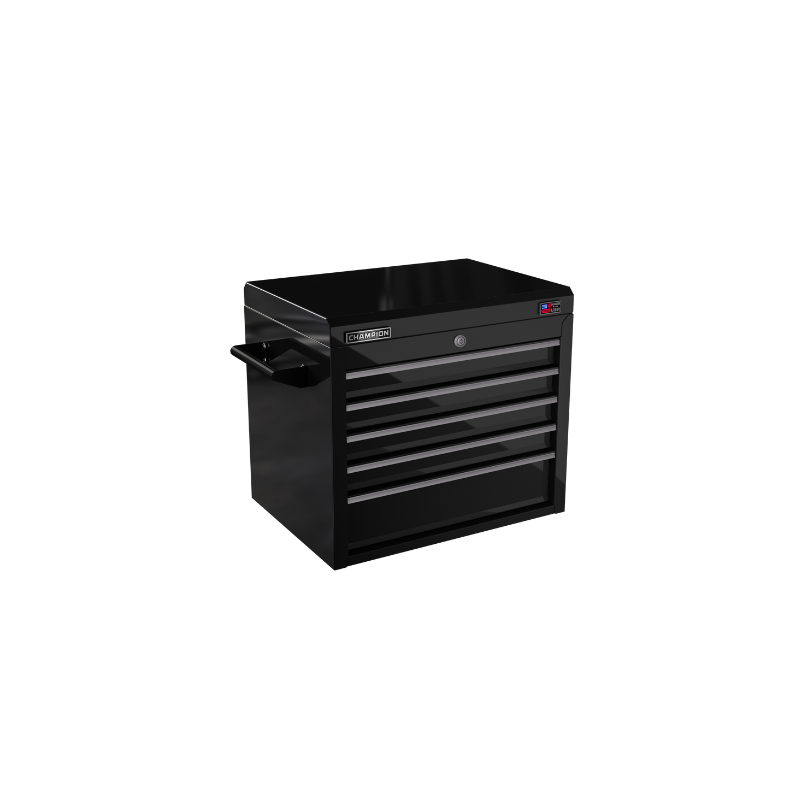 Champion Tool Storage FMP2705TC-BK 5-Drawer Standard Depth 27" FMPRO Top Chest | 27"W x 23"H x 20"D, Gloss Black