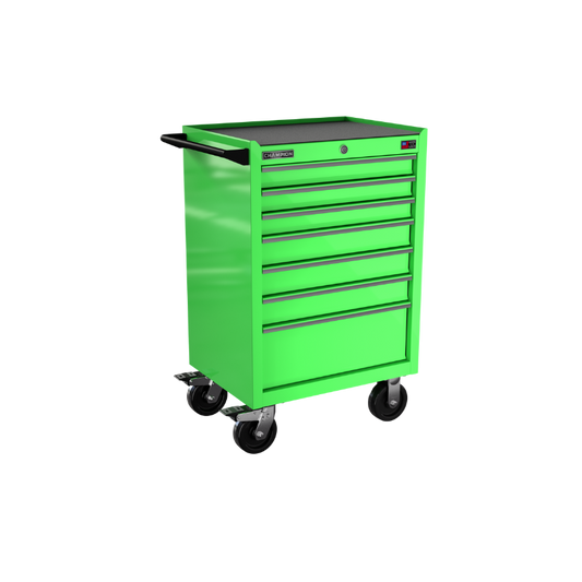 Champion Tool Storage FMP2707RC-EG 7-Drawer Standard Depth 27" FMPRO Roll Cab | 27"W x 43"H x 20"D, Electric Green