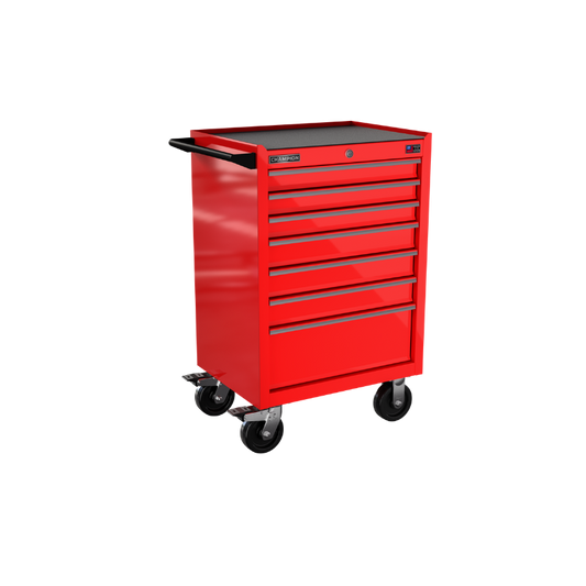 Champion Tool Storage FMP2707RC-RD 7-Drawer Standard Depth 27" FMPRO Roll Cab | 27"W x 43"H x 20"D, Gloss Red