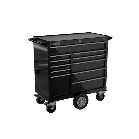 Champion Tool Storage FMP4111MC-BK 11-Drawer Standard Depth 41" FMPRO Maintenance Cart | 41"W x 45"H x 20"D, Gloss Black