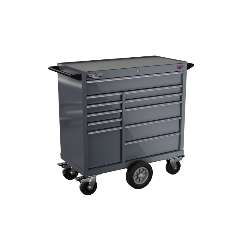 Champion Tool Storage FMP4111MC-SG 11-Drawer Standard Depth 41" FMPRO Maintenance Cart | 41"W x 45"H x 20"D, Storm Grey