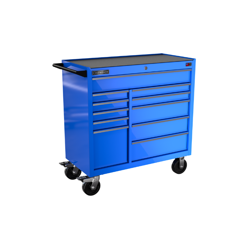 Champion Tool Storage FMP4111RC-BL 11-Drawer Standard Depth 41" FMPRO Roll Cab | 41"W x 43"H x 20"D, Gloss Blue