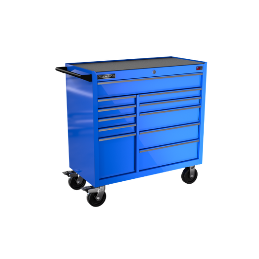 Champion Tool Storage FMP4111RC-BL 11-Drawer Standard Depth 41" FMPRO Roll Cab | 41"W x 43"H x 20"D, Gloss Blue