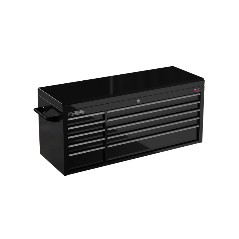Champion Tool Storage FMP5410TC-BK 10-Drawer Standard Depth 54" FMPRO Top Chest | 54"W x 23"H x 20"D, Gloss Black