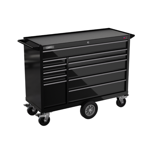 Champion Tool Storage FMP5411MC-BK 11-Drawer Standard Depth 54" FMPRO Maintenance Cart | 54"W x 45"H x 20"D, Gloss Black