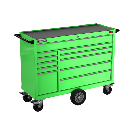 Champion Tool Storage FMP5411MC-EG 11-Drawer Standard Depth 54" FMPRO Maintenance Cart | 54"W x 45"H x 20"D, Electric Green