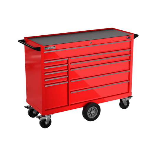 Champion Tool Storage FMP5411MC-RD 11-Drawer Standard Depth 54" FMPRO Maintenance Cart | 54"W x 45"H x 20"D, Gloss Red