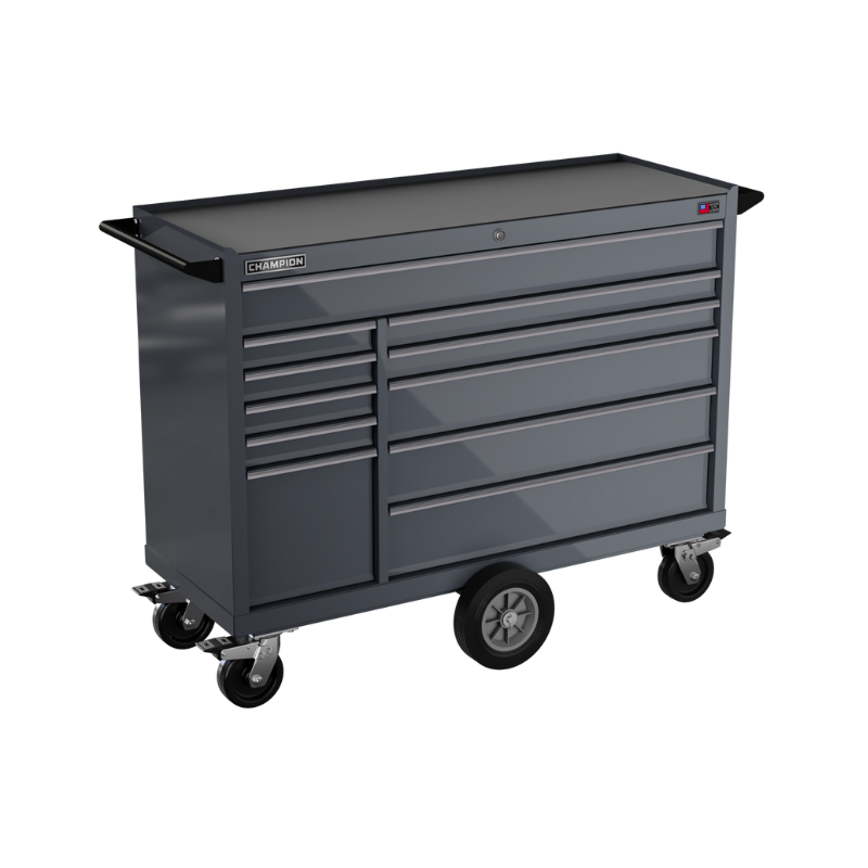 Champion Tool Storage FMP5411MC-SG 11-Drawer Standard Depth 54" FMPRO Maintenance Cart | 54"W x 45"H x 20"D, Storm Grey