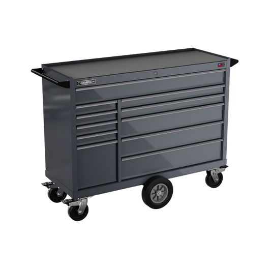 Champion Tool Storage FMP5411MC-SG 11-Drawer Standard Depth 54" FMPRO Maintenance Cart | 54"W x 45"H x 20"D, Storm Grey