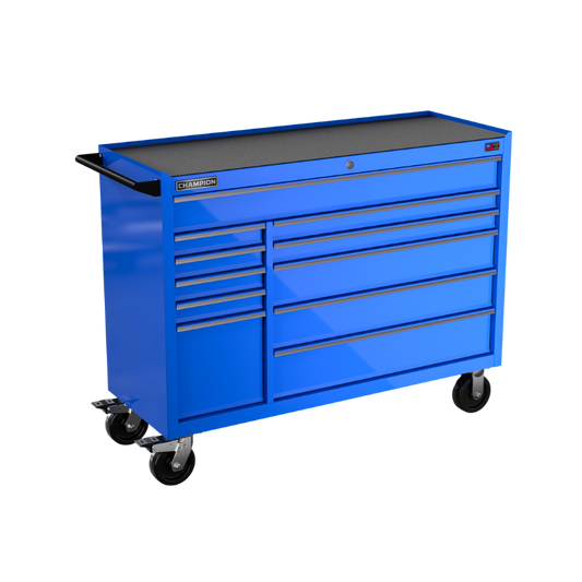 Champion Tool Storage FMP5411RC-BL 11-Drawer Standard Depth 54" FMPRO Roll Cab | 54"W x 43"H x 20"D, Gloss Blue