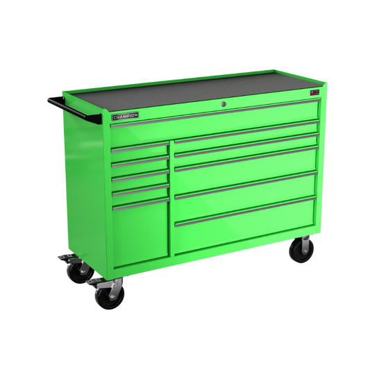 Champion Tool Storage FMP5411RC-EG 11-Drawer Standard Depth 54" FMPRO Roll Cab | 54"W x 43"H x 20"D, Electric Green