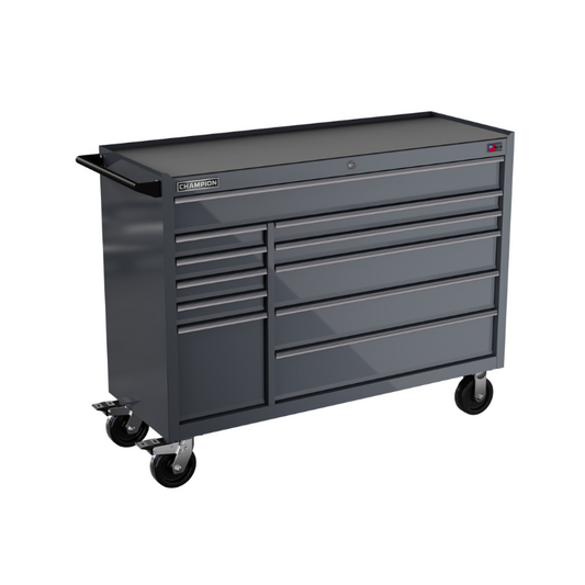 Champion Tool Storage FMP5411RC-SG 11-Drawer Standard Depth 54" FMPRO Roll Cab | 54"W x 43"H x 20"D, Storm Grey