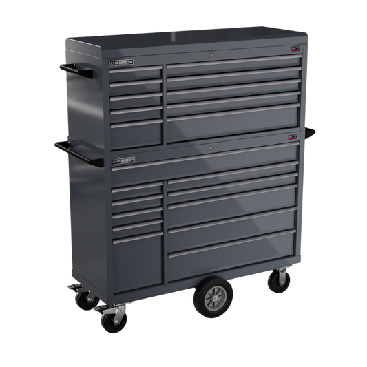 Champion Tool Storage FMP5421MC-SG 21-Drawer Standard Depth 54" FMPRO Combo Maintenance Cart | 54"W x 68"H x 20"D, Storm Grey