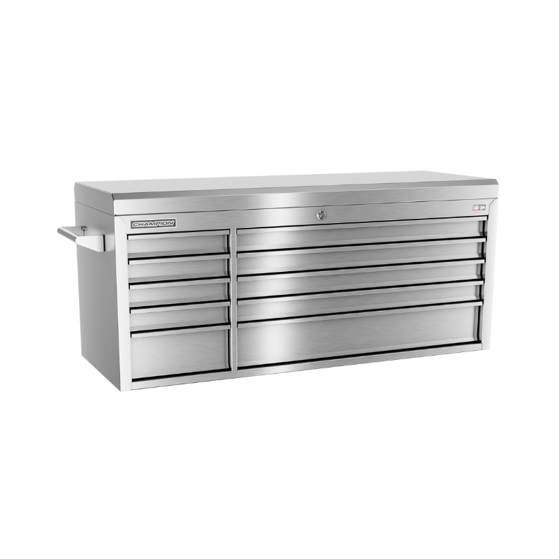 Champion Tool Storage FMPS5410TC 10-Drawer Standard Depth 54" FMPRO SST Top Chest | 54"W x 23"H x 20"D, Stainless