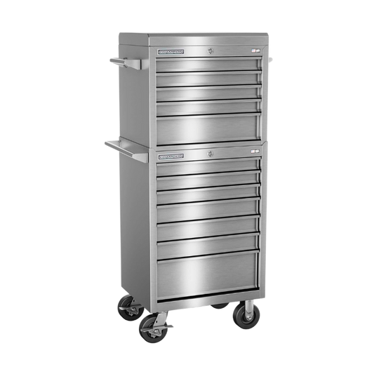 Champion Tool Storage FMPSA2712RC 12-Drawer Standard Depth 27" FMPRO Plus SST Combo Roll Cabinet | 27"W x 66"H x 20"D, Stainless