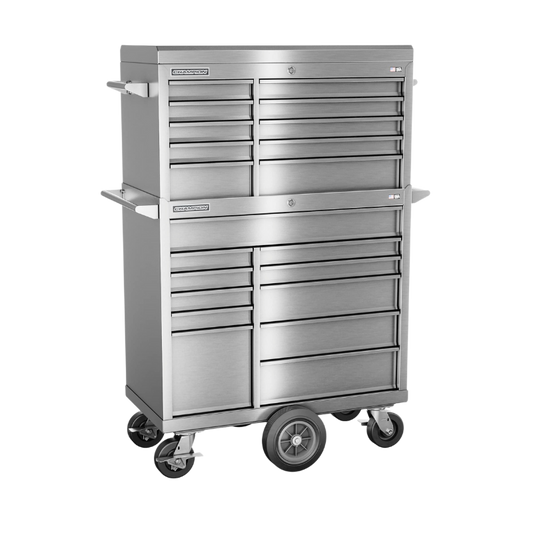 Champion Tool Storage FMPSA4121MC 21-Drawer Standard Depth 41" FMPRO Plus SST Combo Maintenance Cart | 41"W x 68"H x 20"D, Stainless