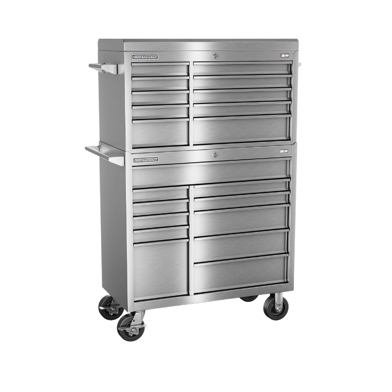 Champion Tool Storage FMPSA4121RC 21-Drawer Standard Depth 41" FMPRO Plus SST Combo Roll Cab | 41"W x 66"H x 20"D, Stainless