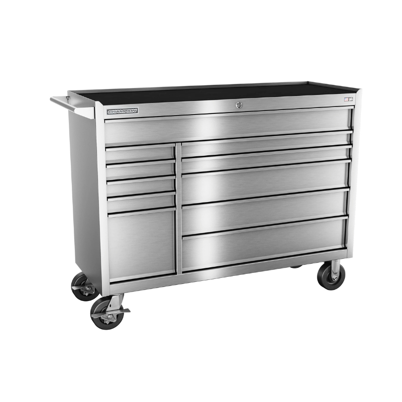 Champion Tool Storage FMPSA5411RC 11-Drawer Standard Depth 54" FMPRO Plus SST Roll Cab | 54"W x 43"H x 20"D, Stainless